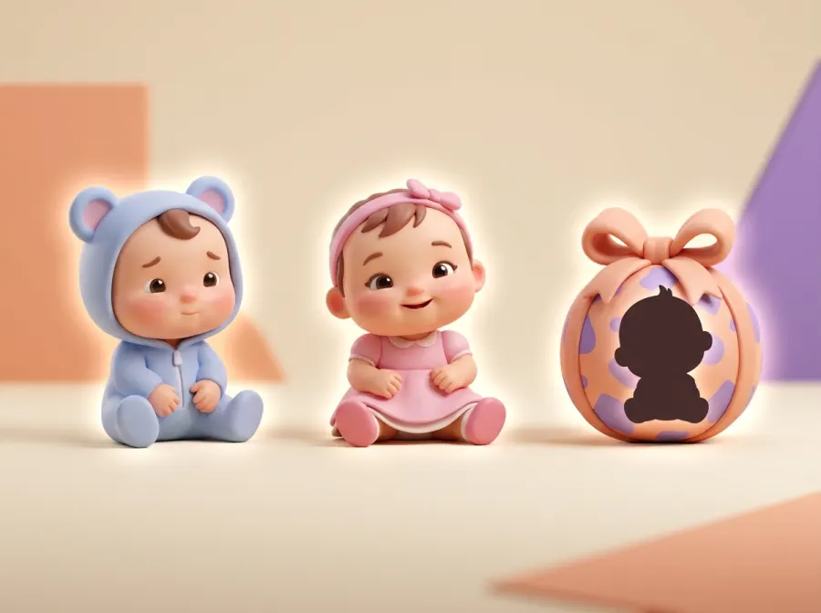 Gender and look-style selection screen with Boy, Girl and Surprise options